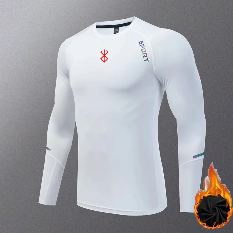 Mens Fleece Long Sleeve Shirt Winter Warm Base Layer White Sport Top Kids Thermal Underwear Black Bodybuilding Thermo Shirt