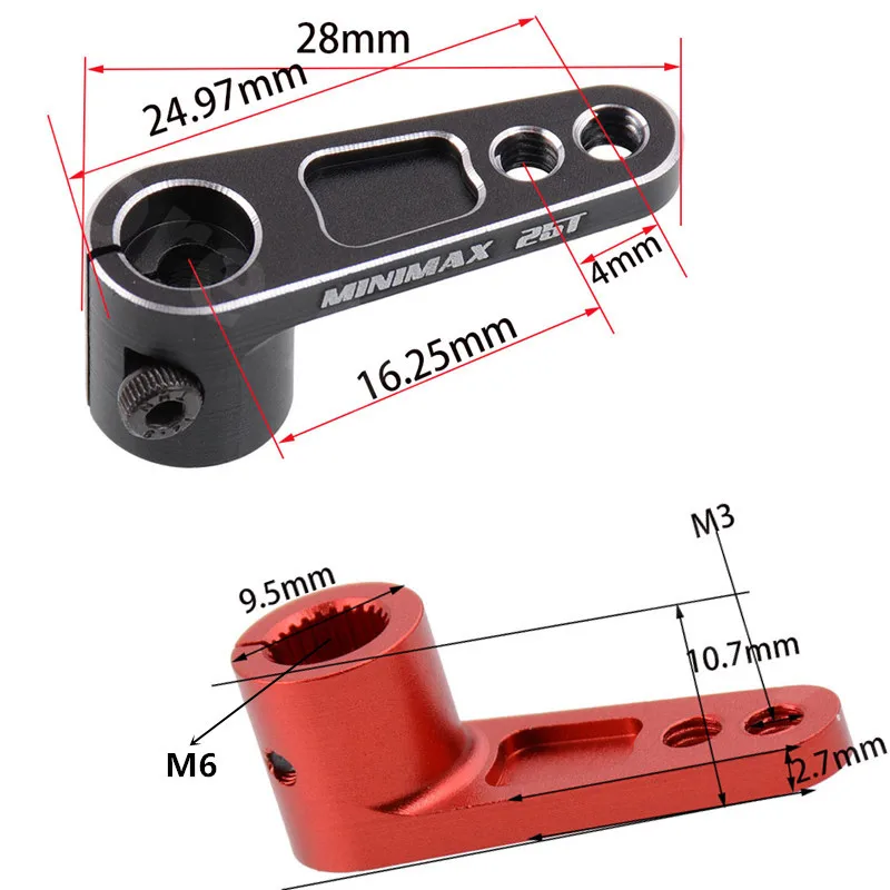 Aluminum Parts MINIMAX 25T Servo Horn Steering Arms For Traxxas TRX4 RC Toy Cars Crawler Truck