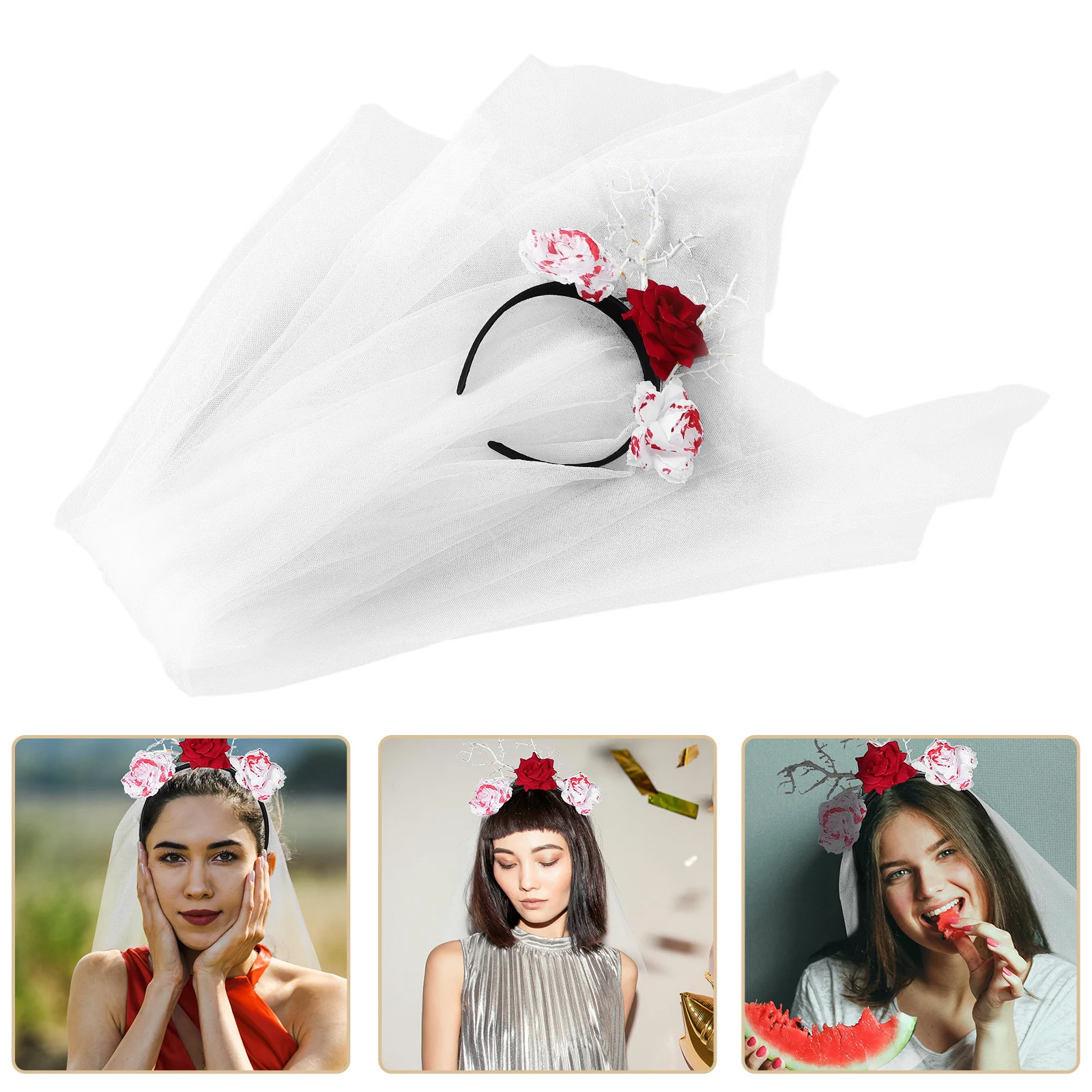 

Headband Cosplay Halloween Headdress Funny Headbands Day of The Dead Headpiece Bride Costume Women for