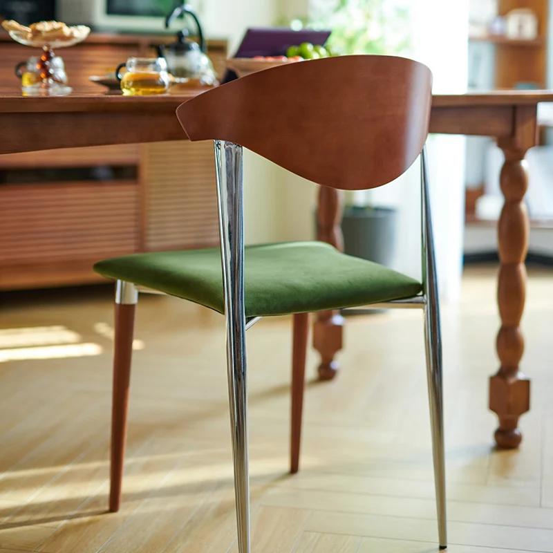 Retro dining chair designer solid wood, modern wrought iron backrest casual book desk chair home dining table chair Nordic