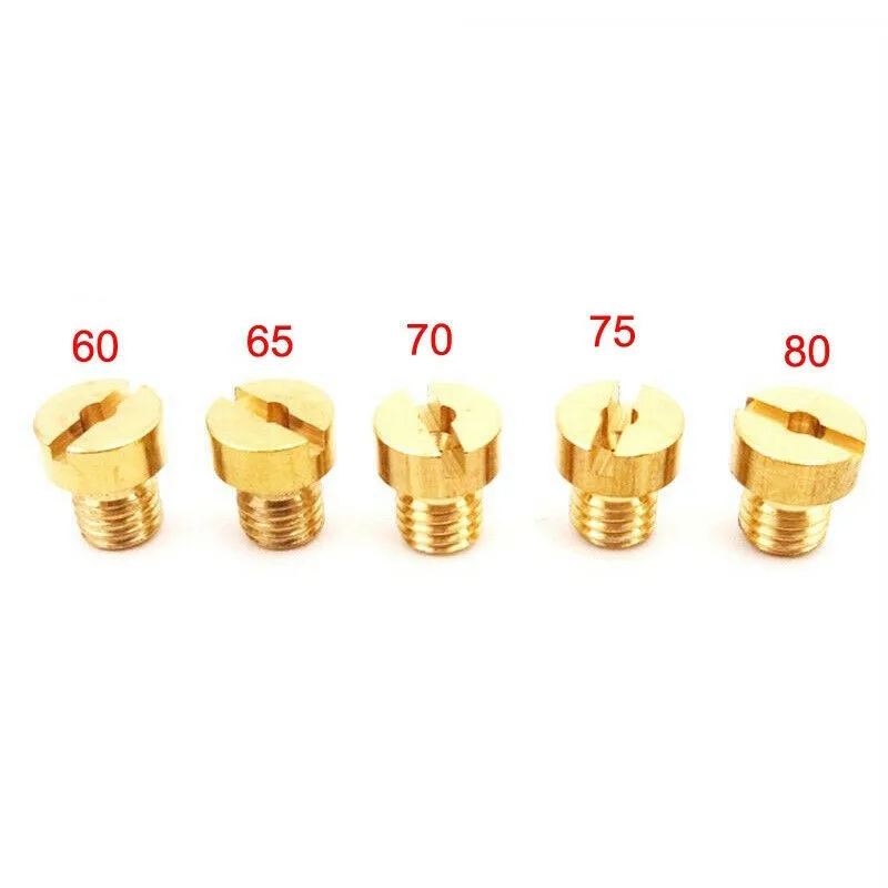 5pcs Carburetor Jets #60 65 70 75 80 for Motorized Racing Carburetor Fitment 60cc 80cc Engines Threaded Jet Replacement