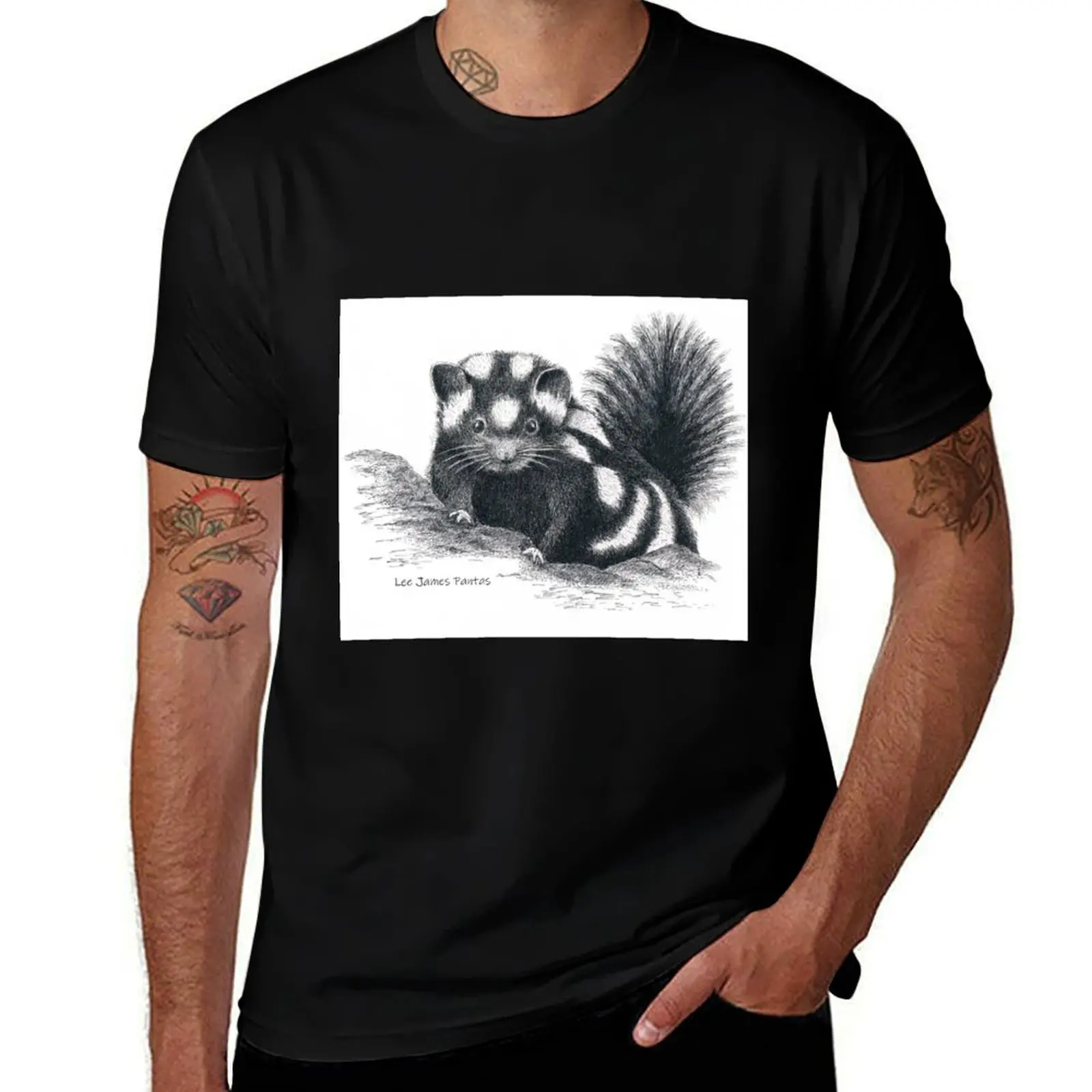 Eastern Spotted Skunk T-Shirt Casual Lightweight Short Sleeve Top T-Shirt