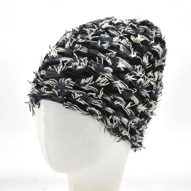 2024 New Hip Hop Balaclava Distressed Knitted Caps Full Face Ski Mask Women Outdoor Camouflage Fuzzy Ski Balaclava Beanies Hat, image 27
