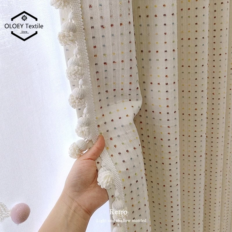 

French Millard Chenille Jacquard Curtains Colorful Dots Modern Cute Eco Friendly High End for Kids Room Childrens Window Drapes