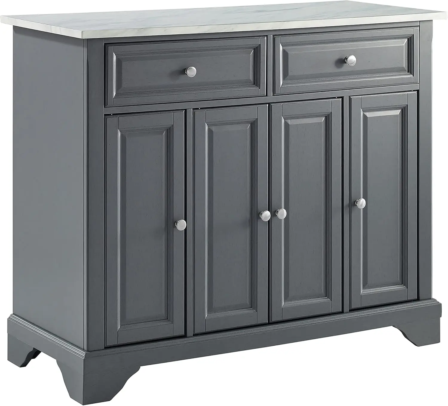 Avery Kitchen Island With Storage Shelves, Microwave Stand, Coffee Bar, Gray