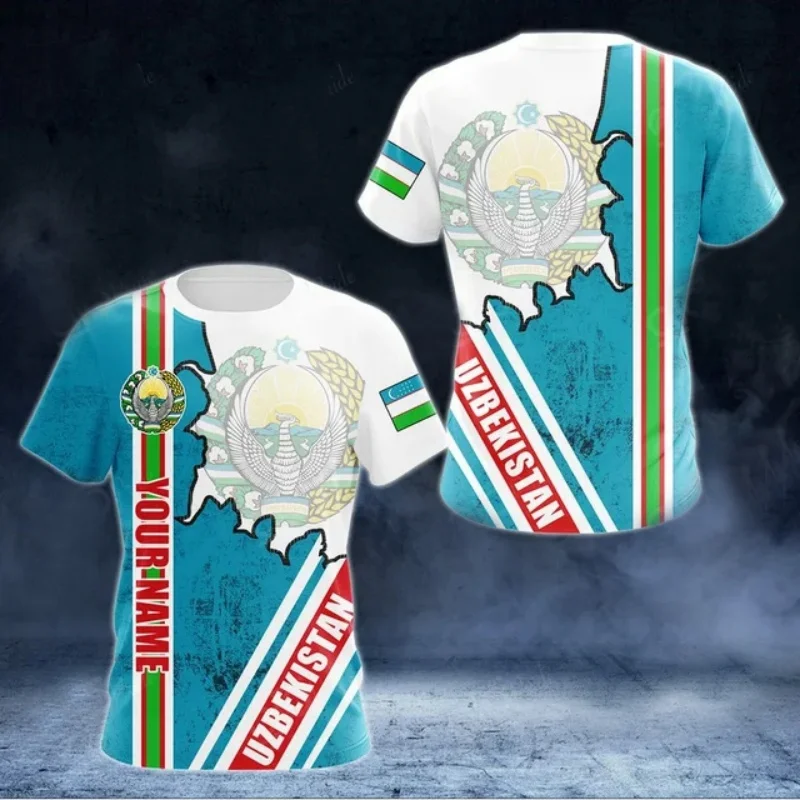 3D Printed Uzbekistan National Flag T Shirt For Men Women Football Sports Pattern T-Shirts Casual Short Sleeve O-Neck Loose Tees