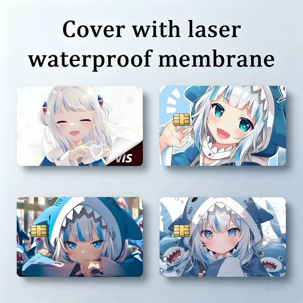 G-Gawr Gura Laser Film Bank Transit Card Skin Sticker 54mmx 85mm With Chip Window