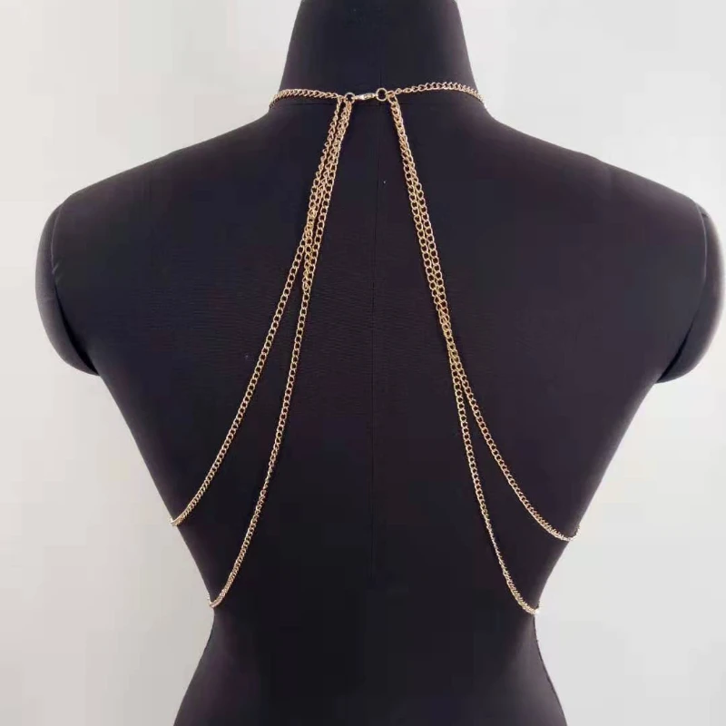 Fashionable Hollow Out Tassels Bikini Style Rhinestone Chest Chain Sandy Beach Women's Body Chain Jewelry Sexy Girls Accessories