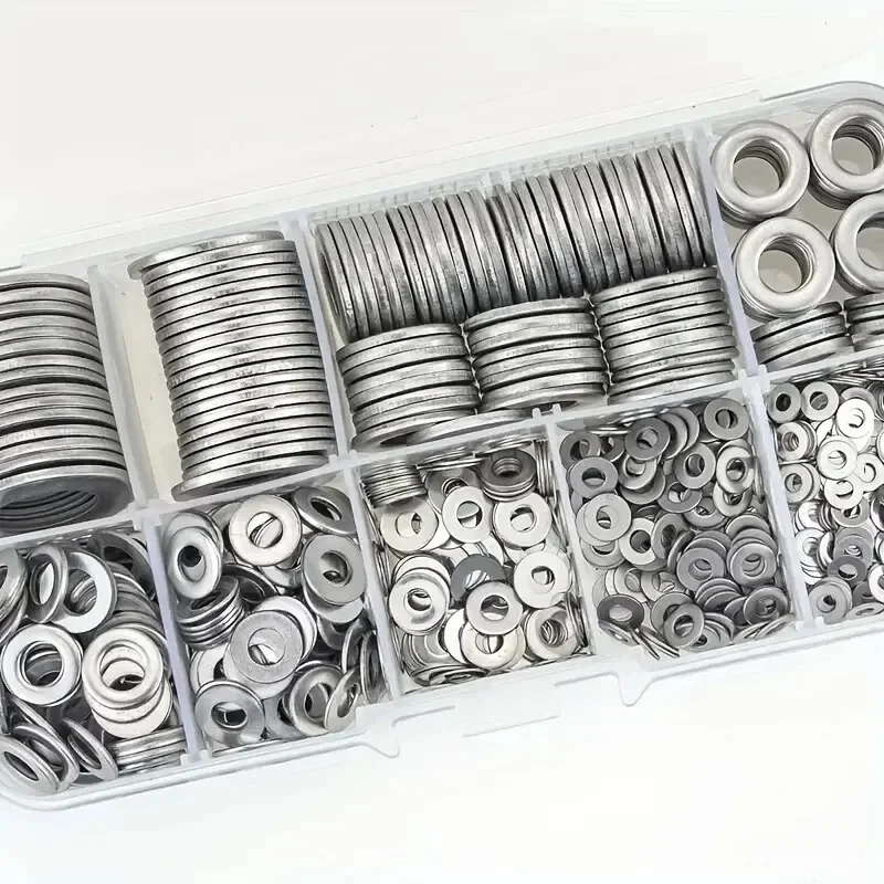 360pcs 304 Stainless Steel Flat Washers Set, Perfect For Home Decor, Factory Repair, Kitchens, Shops & More