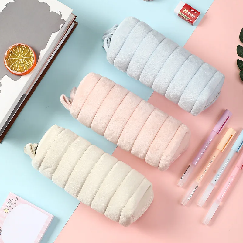

Japanese cloud bread pencil case ins style niche high beauty soft and anti drop interlayer stationery bag
