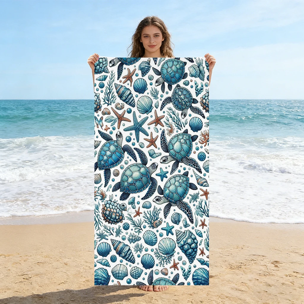 Strandtuch mit Strandurlaub-Motiven, schnell trocknend, super saugfähig, geeignet für Schwimmen, Strand, Pool, Fitnessstudio, Sommergeschenk für Freunde