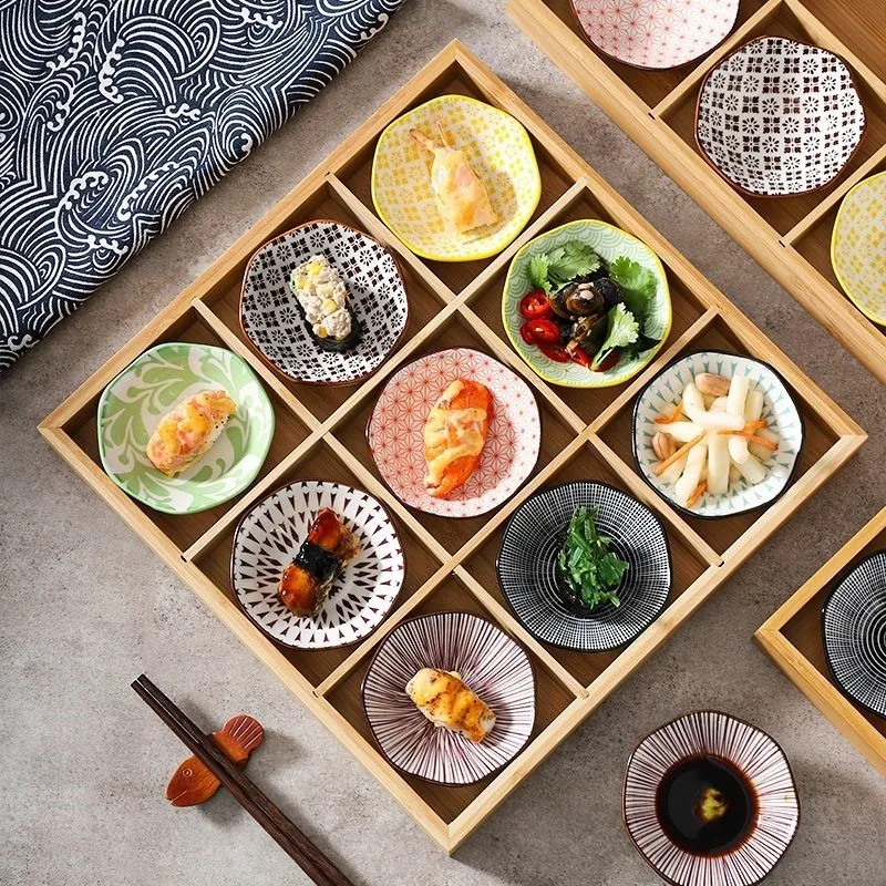 2023 New High-End Ceramic Snack Plates Japanese Style Ceramic Sauce Plates Household Kitchen Round Sauce Dishes 1PCS LE759