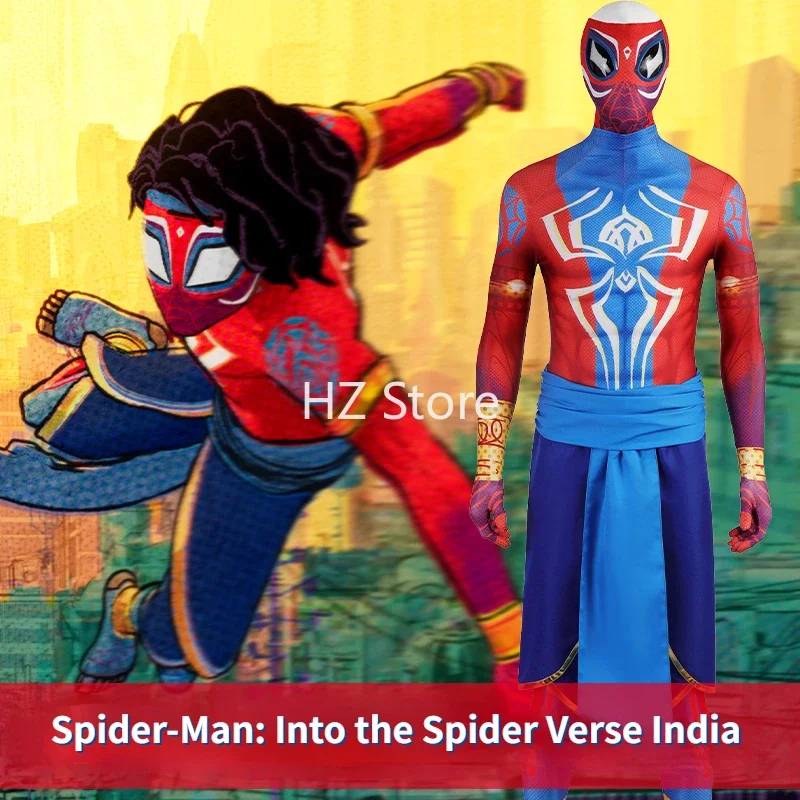 

Marvel Spider-Man India Pavitr Prabhakar Suit Zentai Jumpsuit Halloween Cosplay Costume Bodysuit for Birthday Gift J23020HA