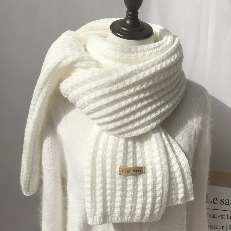 Sciarpa invernale da donna lavorata a maglia primavera Unisex sciarpe invernali spesse e calde sciarpe da donna morbide per uomo in finto Cashmere di dimensioni lunghe