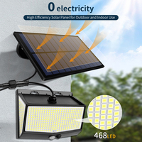 468 LED Solar Split Wall Light Outdoor Waterproof Motion Sensor 3 Side Lighting Spotlight for Wall Garage Garden Lawn Patio Lamp