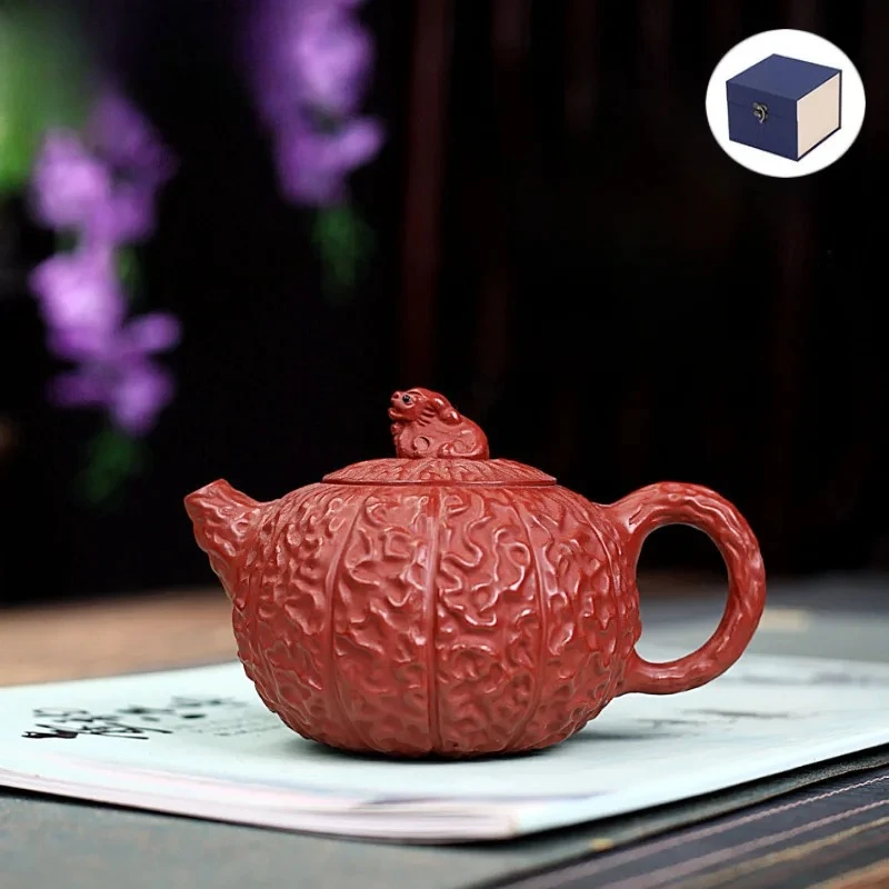 

220ml Handmade Yixing Purple Clay Teapots Handmade Pot Raw Ore Dahongpao Mud Kettle With Strainer Zisha Tea Set Cafes Decoration