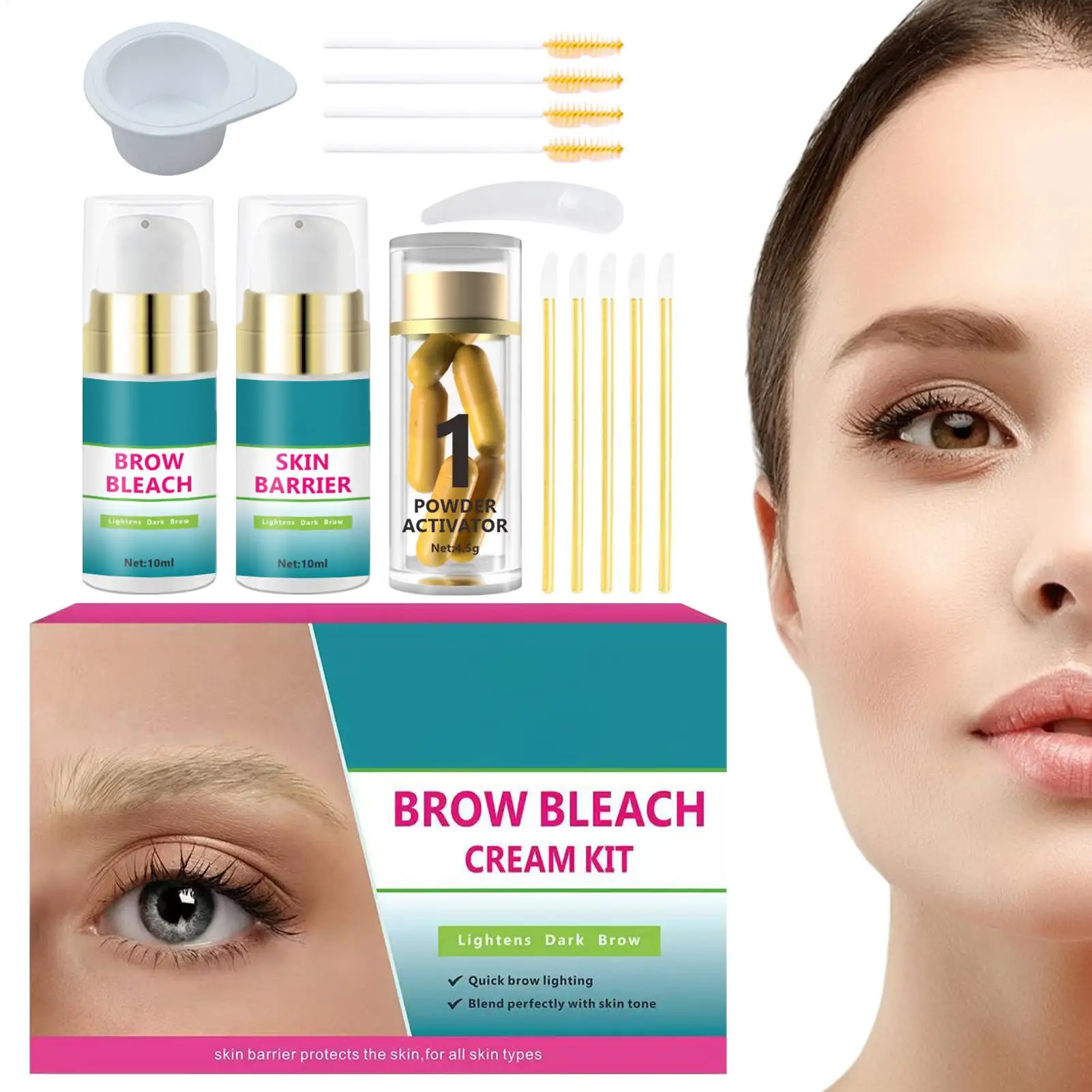 Eyebrow Bleaching And Tinting Kit Adjusts Eyebrow Color To Match The Look With Tint To Restore Hair Color
