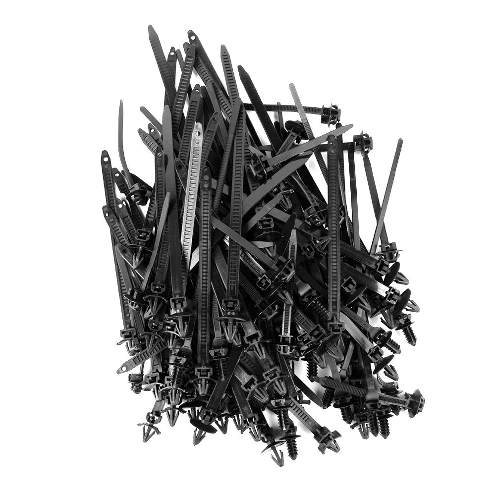 Car Clips Bundled Wire Bands Mixed Cable Tie Set 100pcs 4.8*185mm 7.8*115mm 8.2*155mm Fastener Strap Clip Car Clips