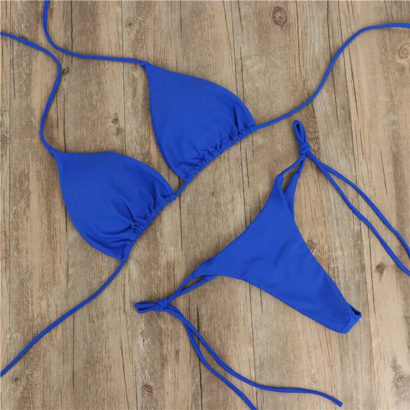 Micro biquíni halter sexy feminino, maiô monocromático, biquíni tanga, moda praia brasileira, fato de banho, moda praia feminina, 2021