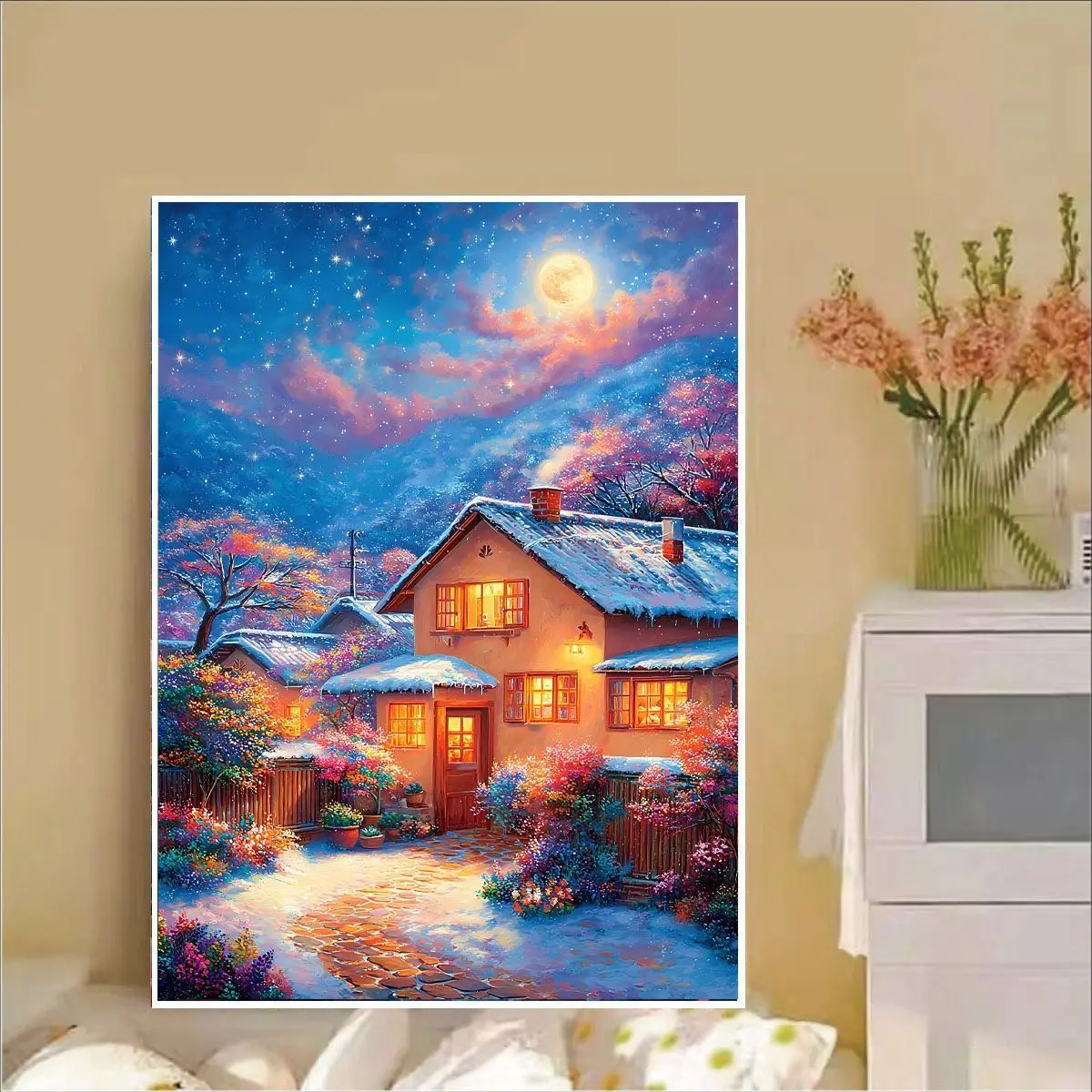 

Наборы с принтом «Снежный городок», вышивка крестиком, 11CT, 9CT, хлопковые наборы для рукоделия «сделай сам», поделки с иглами