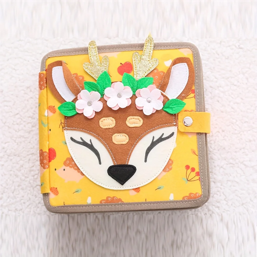 인터랙티브 바쁜 보드가있는 벨벳 농장 이야기 책 동물 야채 모양 시즌 인식 유아를위한 조기 학습 장난감