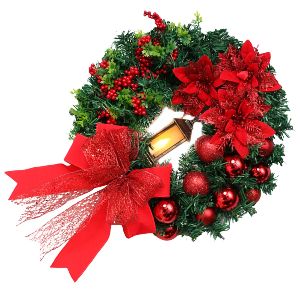 Garland Lights Christmas Door Wreath Fireplace Artificial Decorative Xmas Store Plastic Wreaths