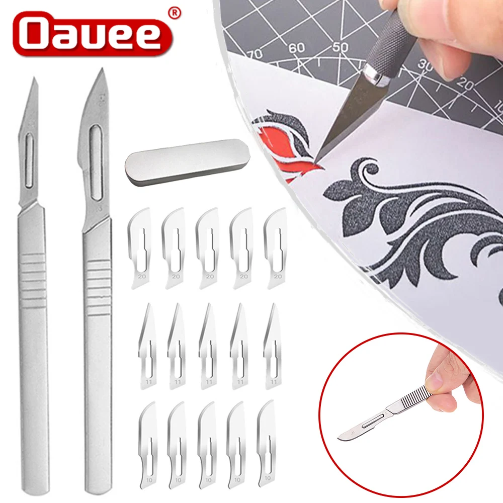 Non-Slip Metal Scalpel Knife Tools Kit Cutter Engraving Craft knives + 30pcs Blades Mobile Phone PCB DIY Repair Hand Tools