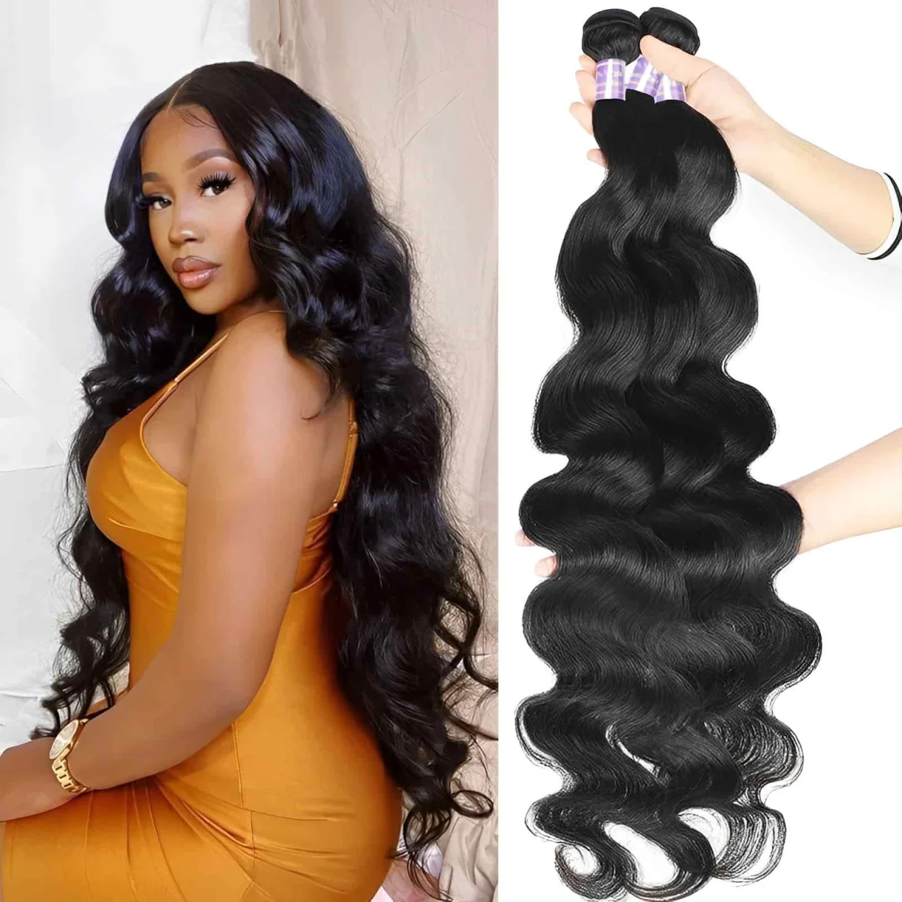 

Virgin Unprocessed Body Wave Human Hair Bundles 12A Peruvian 100% Raw Human Hair Extensions 1/3 Pcs Natural Black