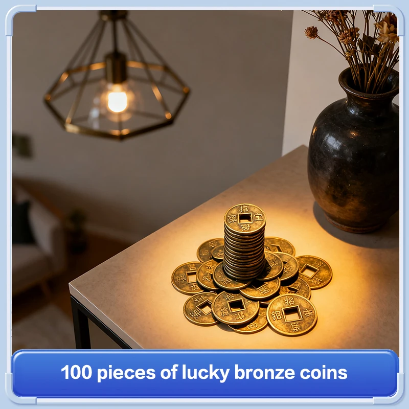 100Pcs Feng Shui Coins Ancient Chinese I Ching Coin Set for Health And Wealth Attraction Charm
