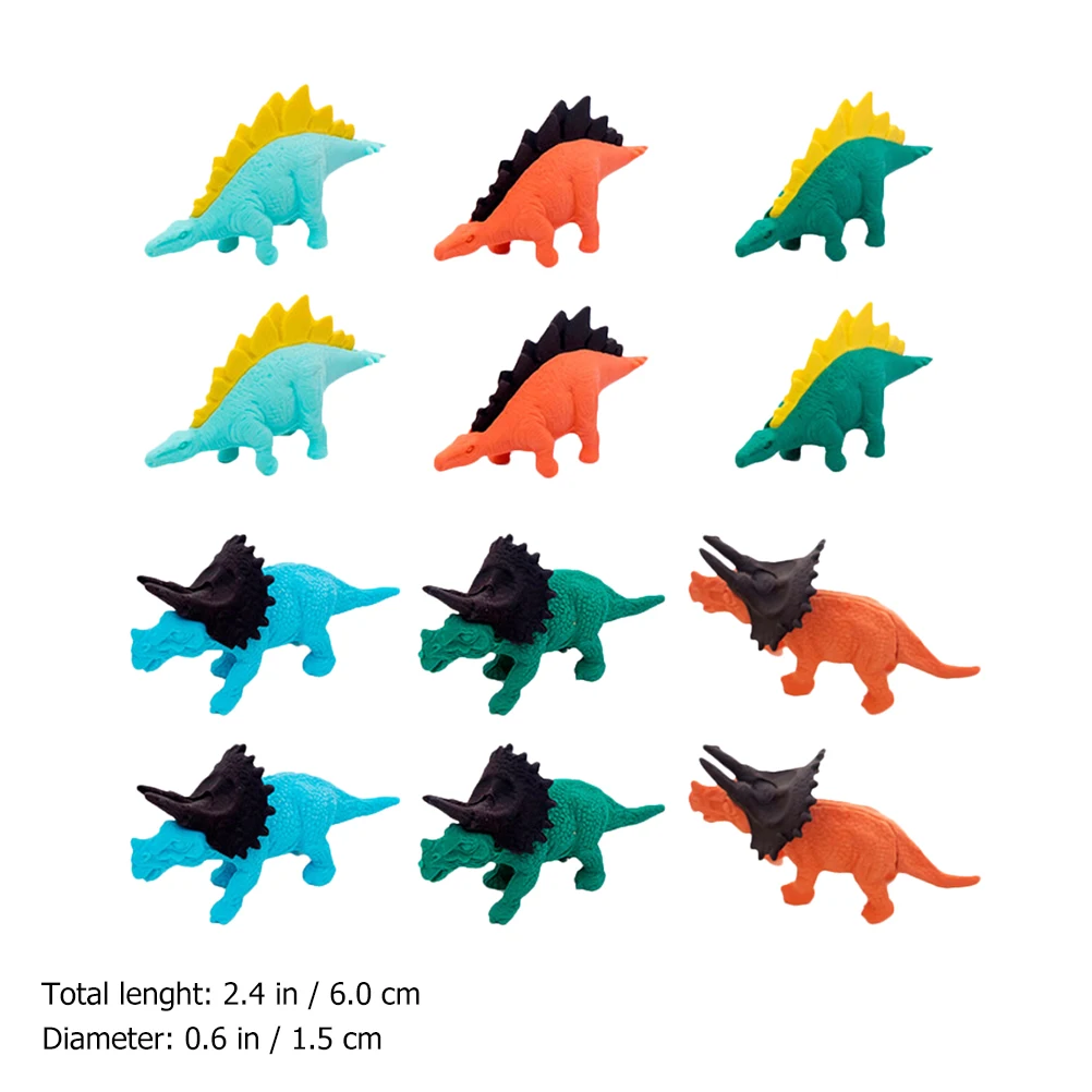 16pcs Dinosaur Shape Safe Material Stationery Cartoon Eraser Dinosaurs Shape Erasers Gifts Student Rubber