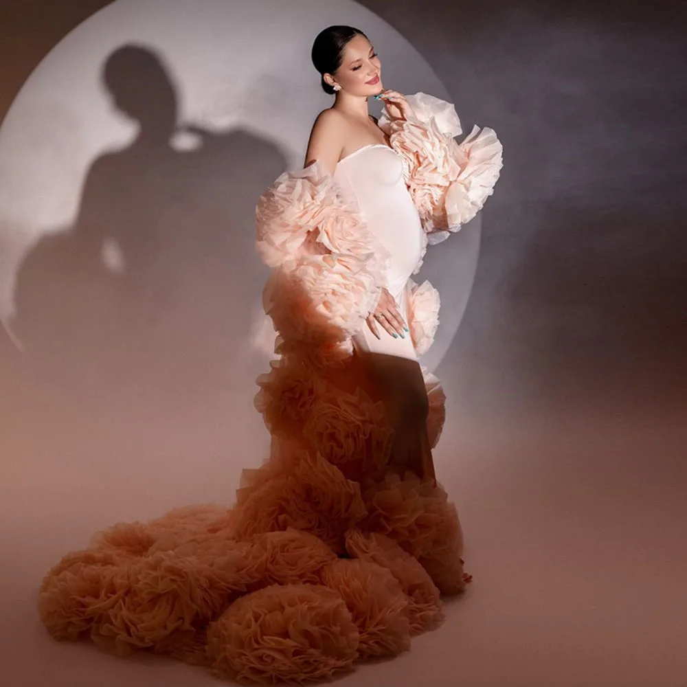 Robes de maternité longues en Tulle pour femmes, Robes de photographie, séance photo, Sexy, moelleuse, robe de fête d'anniversaire, sur mesure, jamais jolie