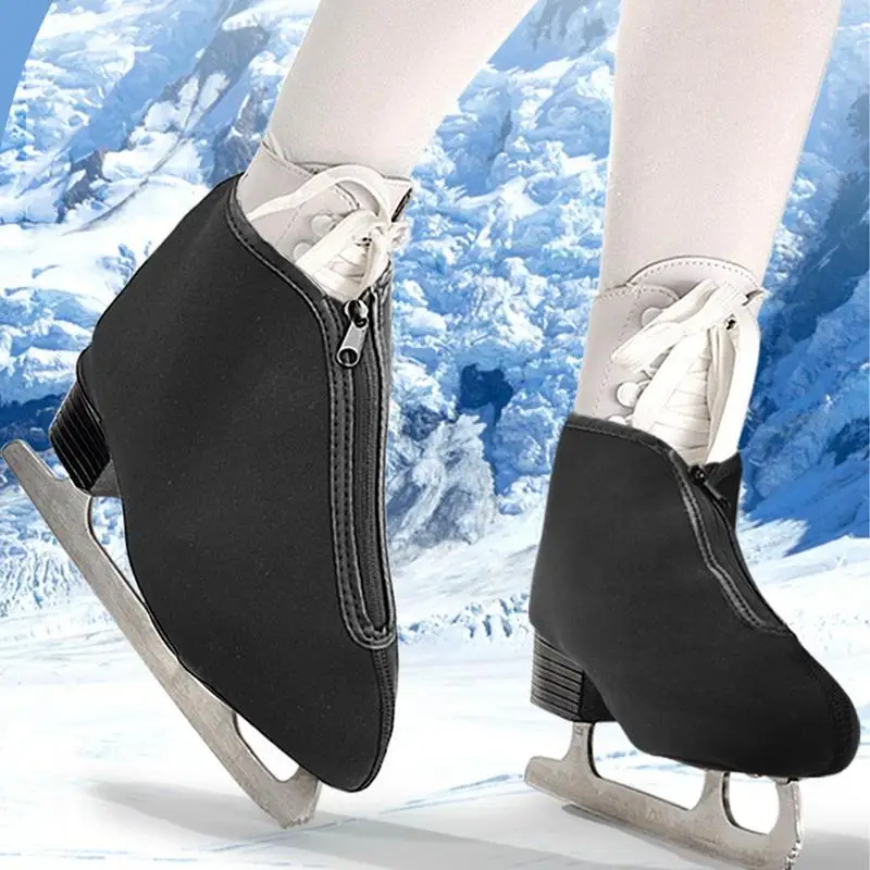 black Ski Boot Covers Windproof Ice Skate Cover Skating Boots Neoprene Zippered Protector outdoor Roller Skate Accessories