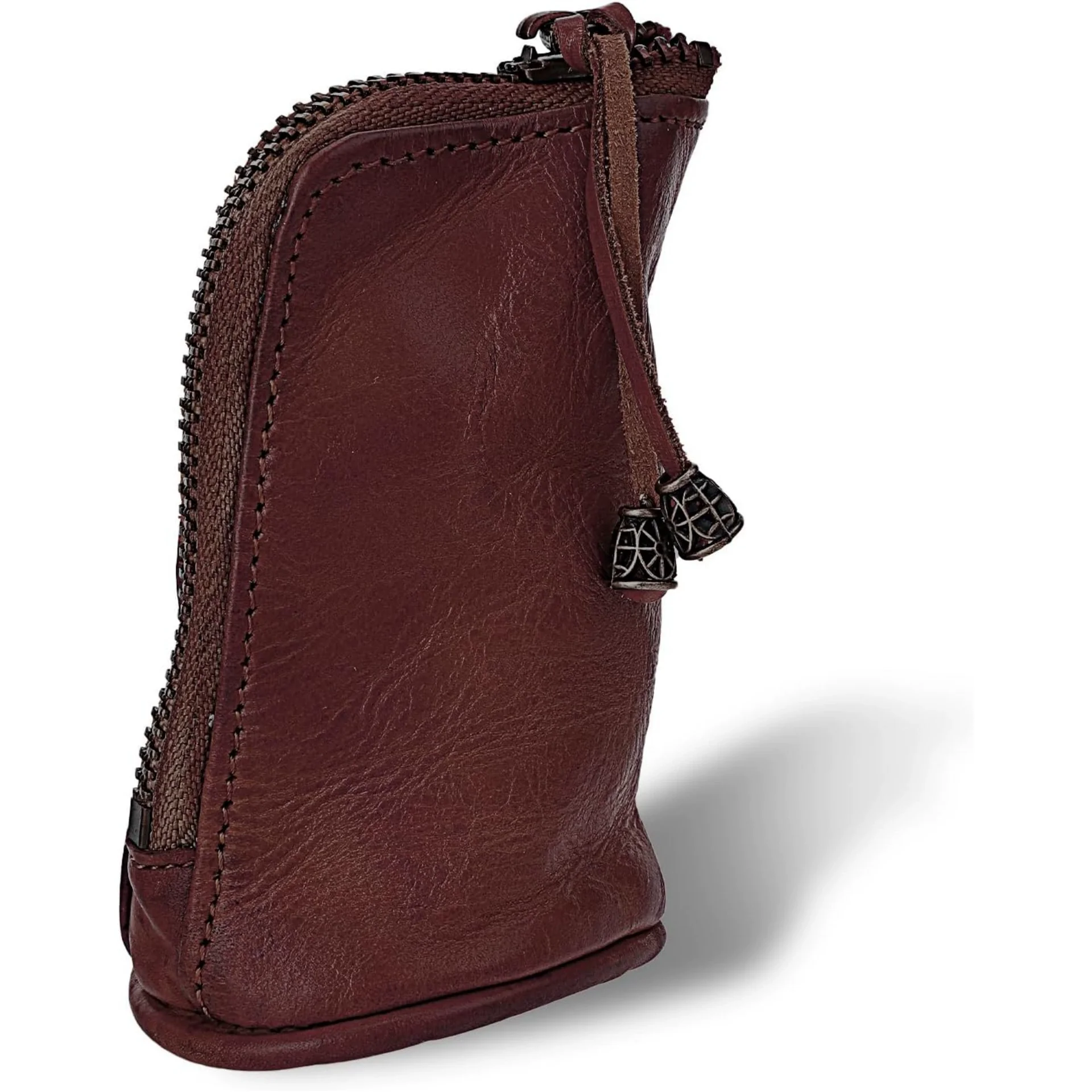 Retro Fashion Mini Men's Key Holder, Layered Vertical Cowhide Storage Pouch Original Handmade Dyed Cowhide Wallet
