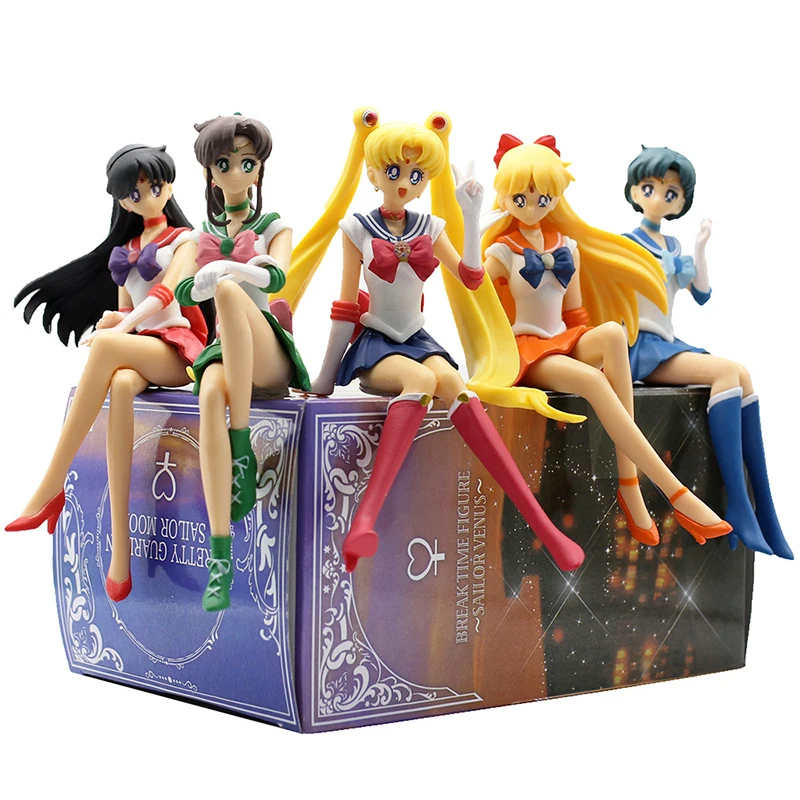 Anime Sailor Moon Action Figure Model Hino Rei Car Accessories Collection PVC Doll Sailor Mars Jupiter Mercury Venus Figure Toys