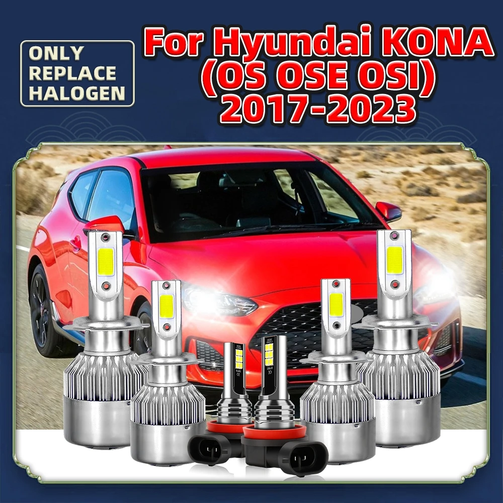 

Car H7 LED Lamp Car Headlight Bulbs Turbo 12V + Luces Fog 6000K For Hyundai Kona (OS OSE OSI) 2023 2022 2021 2020 2019 2018 2017