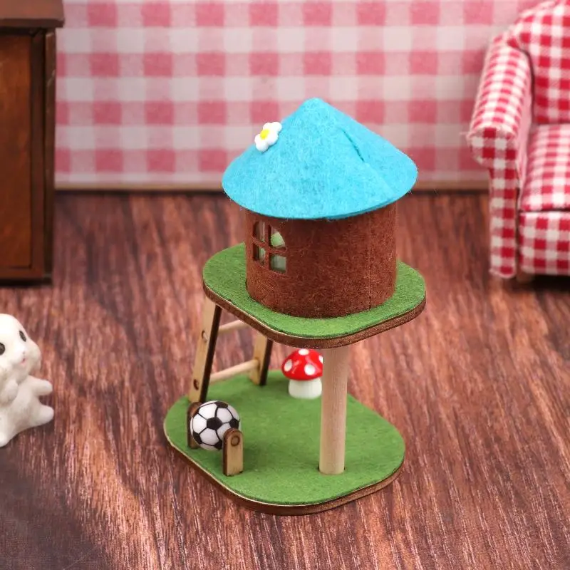 Cute Mini Dollhouse Cat Climbing Frame Cat Tower Model Dollhouse Living Room Furniture Decoration Micro Scene Accessories