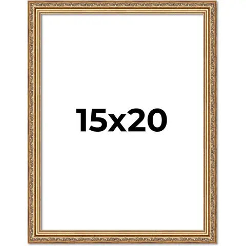 15x20 Traditional Antique Gold Wood Picture Frame with UV Acrylic Plexiglass Foam Board Backing and Hardware Included Ideal for