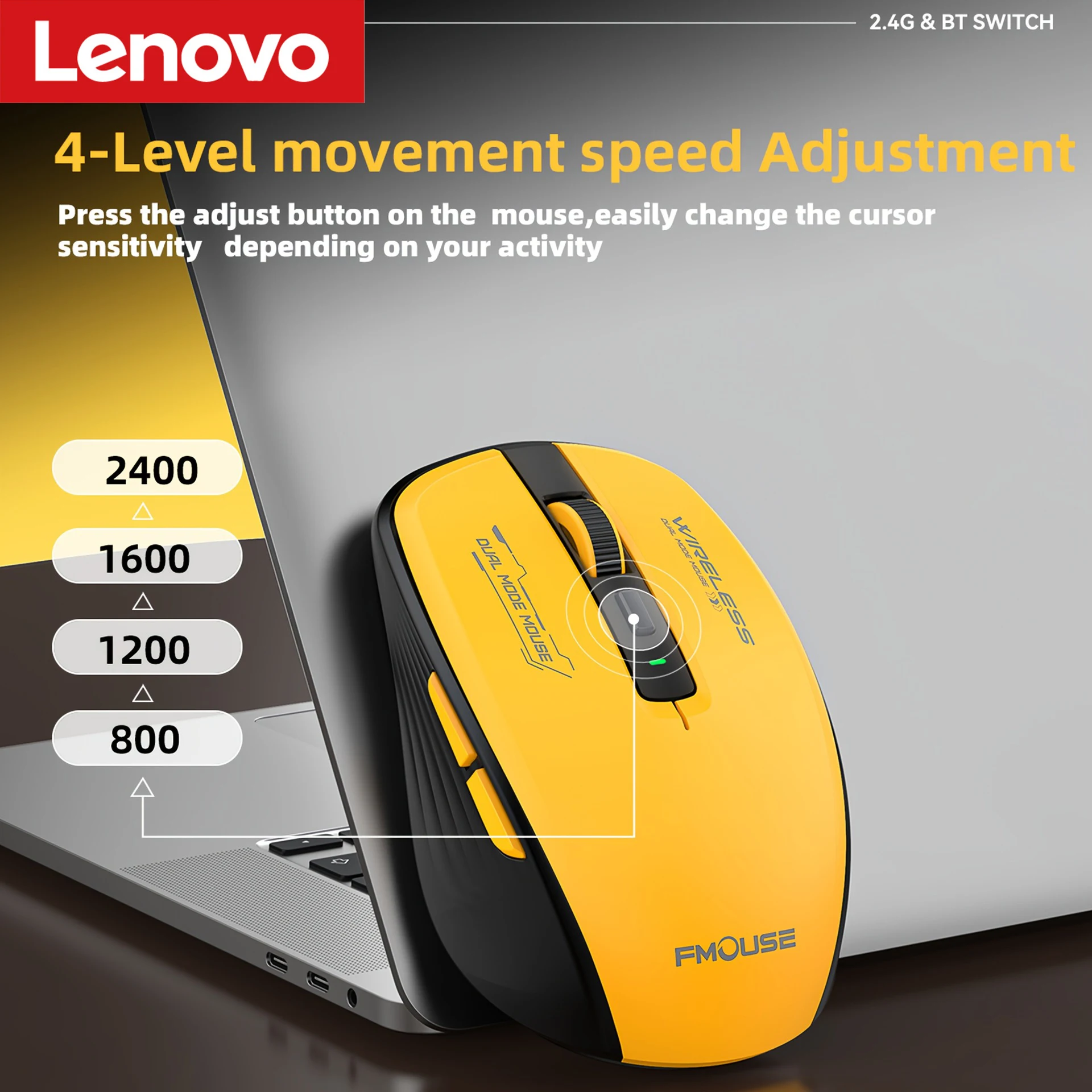 

Беспроводная Bluetooth-мышь Lenovo M303L, 2,4G, двухрежимная, 1600 точек на дюйм, бесшумная портативная офисная мышь для планшета, ноутбука, ПК, Android iOS