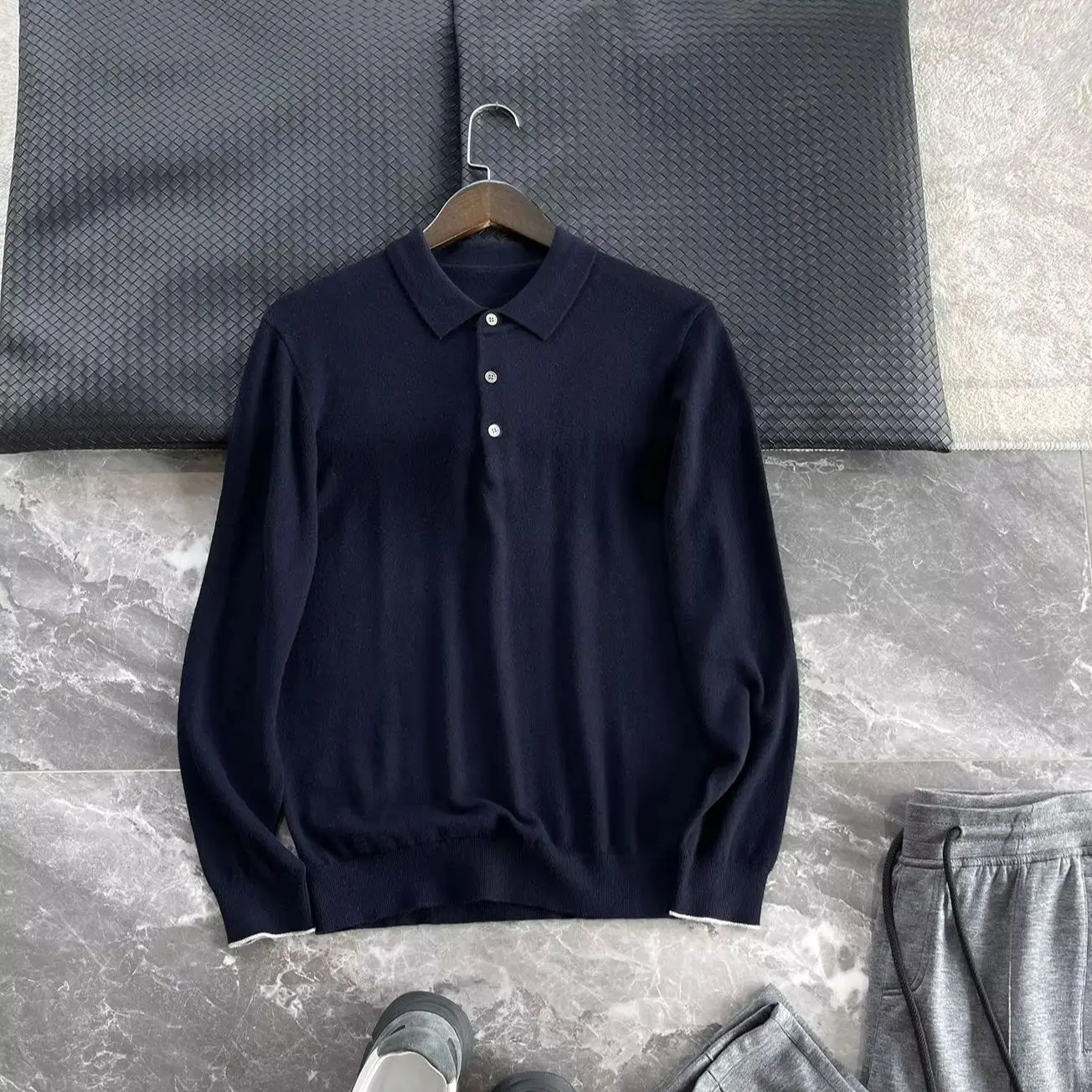 

Роскошный удобный эластичный повседневный облегающий вязаный свитер, шерстяной свитер с лацканами