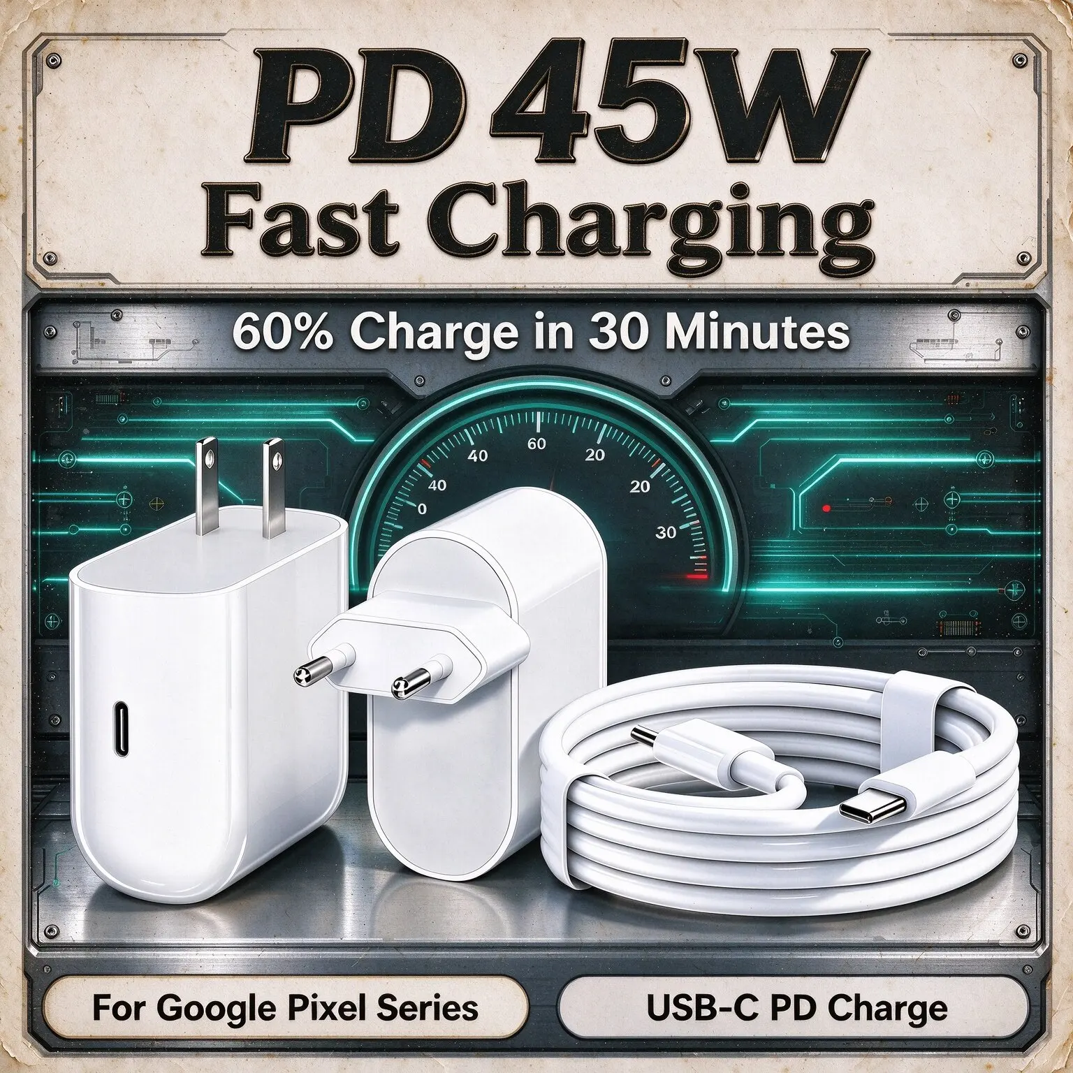 45W Type C Fast Charger For Google Pixel 10 9 8 7 Pro XL 7A 9A iPhone USB C Quick Charging Date Cable Adapter Phone Accessories
