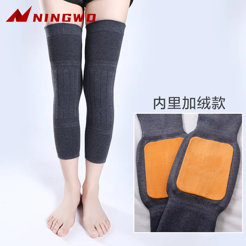 2PCS Winter Warm Wool Cashmere Leg Warmers Sleeves Thick Fleece Lined Knee Pads Brace Support Guard Protector Long Thermal Wraps