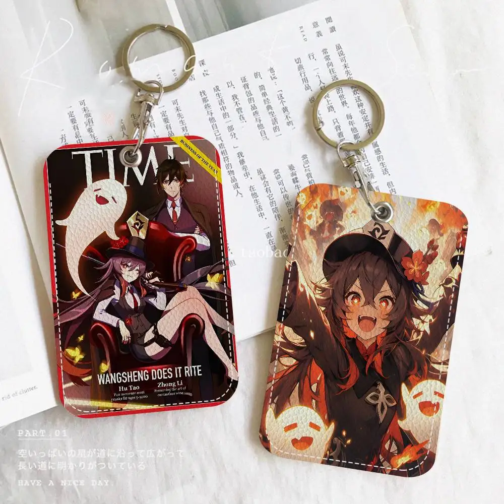 حامل بطاقات مطبوع شخصي من Hu Tao Genshin Impact Wiki مناسب لحامل بطاقات الباب للفتيات وسلسلة مفاتيح حامل شارة للنساء #1