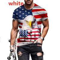 2024 Summer American Flag Eagle 3D Print T Shirt Men's O Neck Short Sleeve Animal Funny Usa Graphic Male Tee Tops