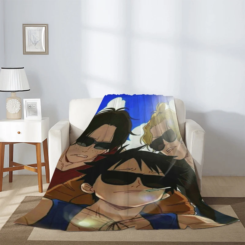 Winter Blanket One Piece Ace Anime Luffy Sofa Blankets & Throws Knee Microfiber Bedding Warm Fleece Fluffy Soft Nap Decorative