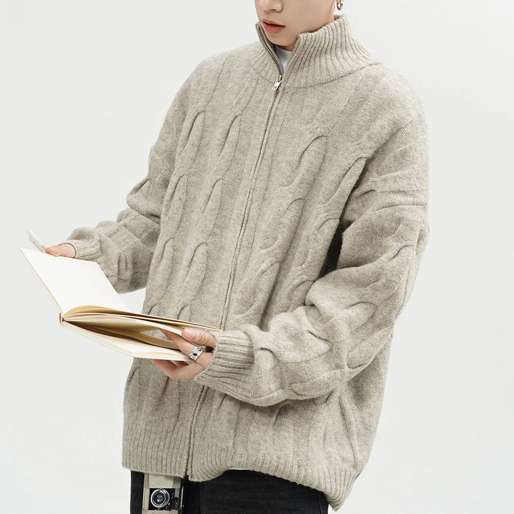 Lounge in Style Men\\\'s Casual Jacquard Knit Sweater Perfectly Tailored for Everyday Comfort During Fall Spring Seasons