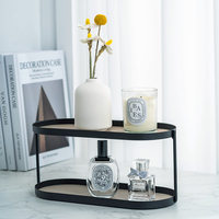 2 Layers Metal Storage Racks Tableware Party Supply Home Decoration Leather Organizer Black Cake Stand Bedroom Minimalist