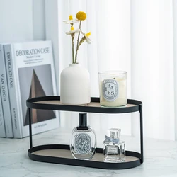 2 Layers Metal Storage Racks Tableware Party Supply Home Decoration Leather Organizer Black Cake Stand Bedroom Minimalist