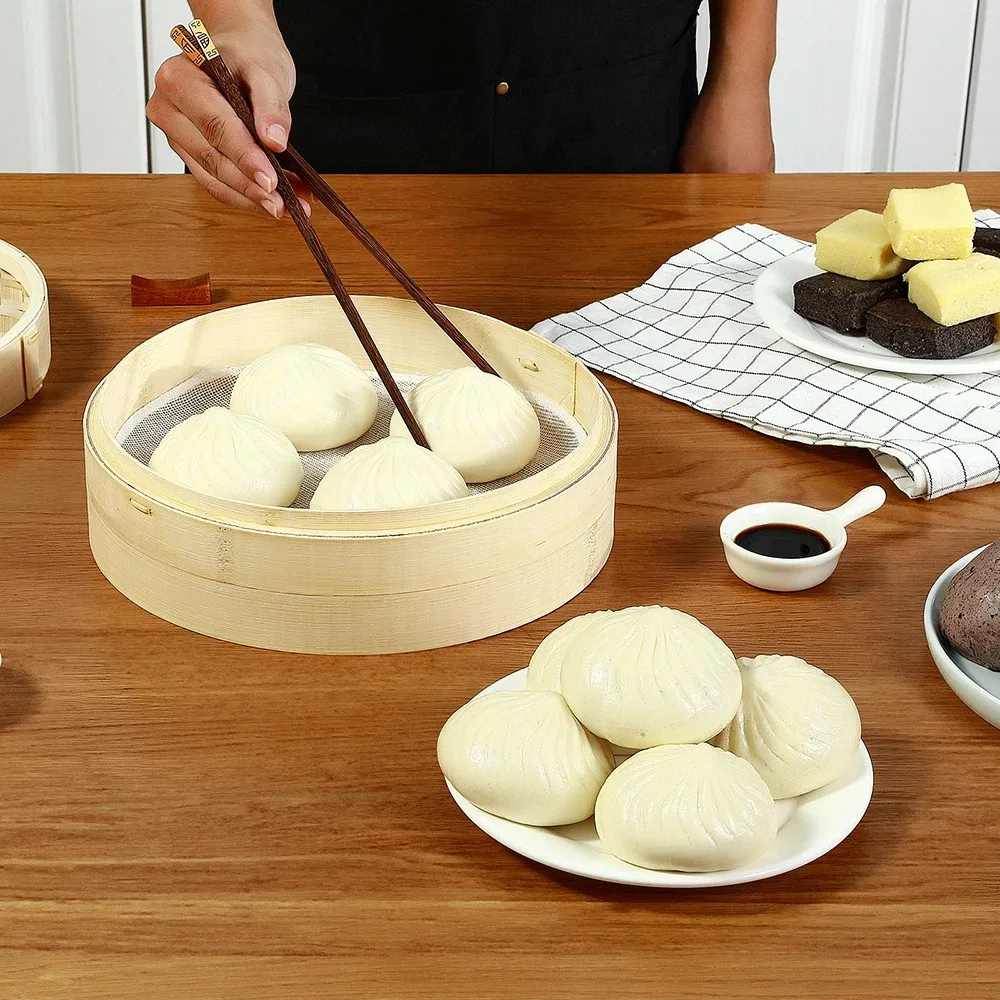 Bamboo Steamer With Cover Chinese Steamer Dumplings Bamboo Steamer Steamed Bun Steamer Kitchen Bar Supplies