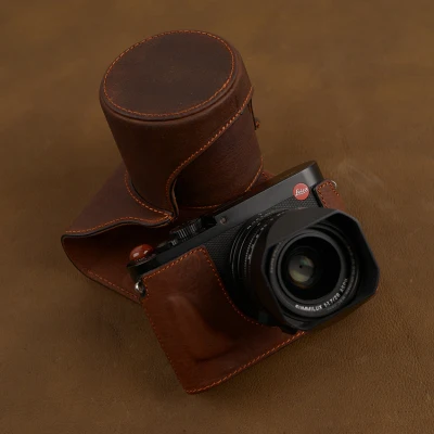 For Leica Q2  Open Battery Design Handmade Genuine Leather Camera Case Waterproof Bag Skin