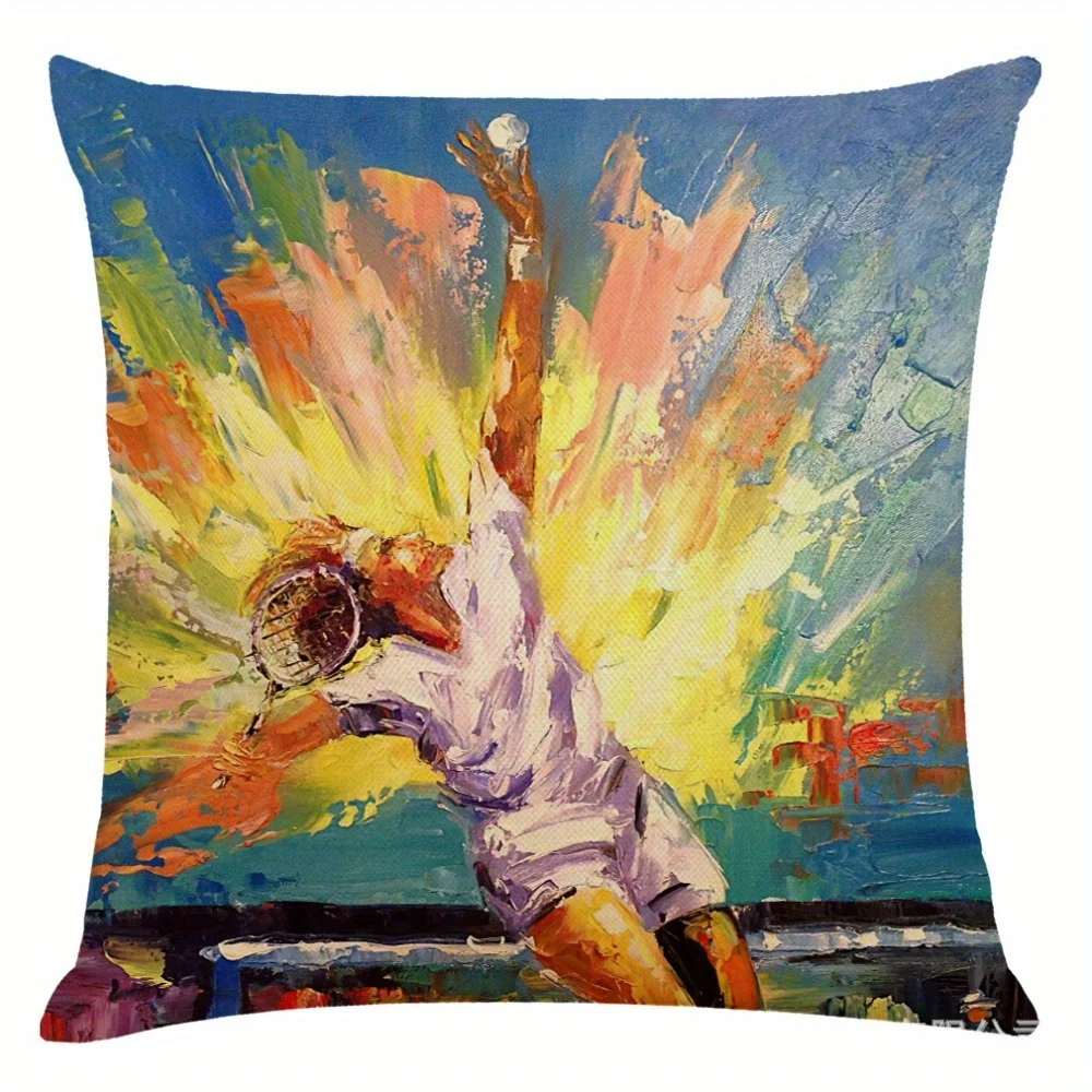 Colorful graffiti tennis player digital printing pillow cover Short plush Suitable living bedrooms sofas throw cushion cover